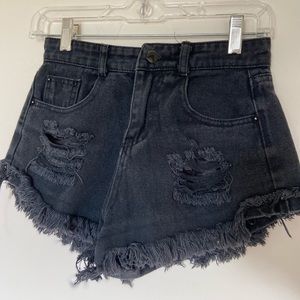 black jean shorts